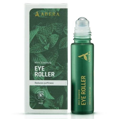 Abera Eye Roller Serum – Eye Bags Treatment For Men with Mint, Vitamin C & Peptides – Cooling Roller for Puffiness & Dark Circles – 0.34 Fl Oz