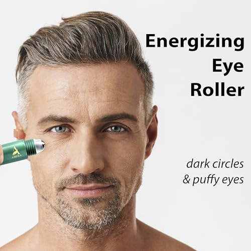 Abera Eye Roller Serum – Eye Bags Treatment For Men with Mint, Vitamin C & Peptides – Cooling Roller for Puffiness & Dark Circles – 0.34 Fl Oz
