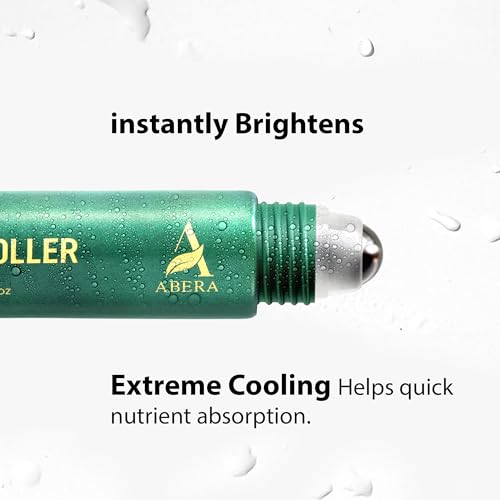 Abera Eye Roller Serum – Eye Bags Treatment For Men with Mint, Vitamin C & Peptides – Cooling Roller for Puffiness & Dark Circles – 0.34 Fl Oz